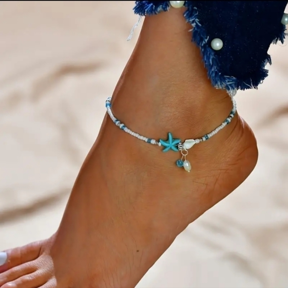 NWT Beaded Starfish Anklet - Perfect Summer Beach Accessory